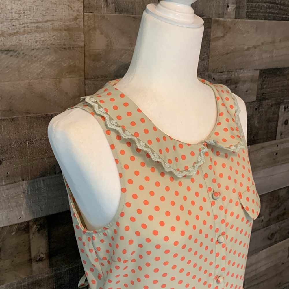 Aniina Sleeveless Polka Top with Peter Pan collar Size M - Picture 5 of 16